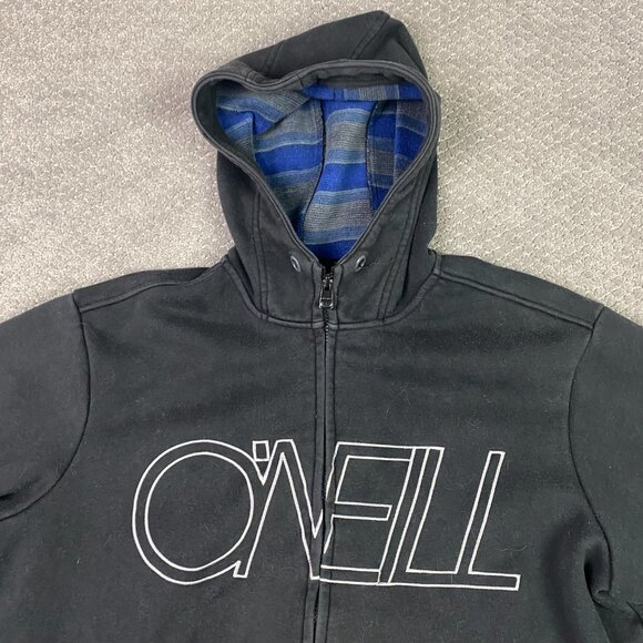 Vintage O'Neill Hoodie Men's 2XL Full Zip Gray Y2K Surf Skate Grunge Sweatshirt - Picture 5 of 9